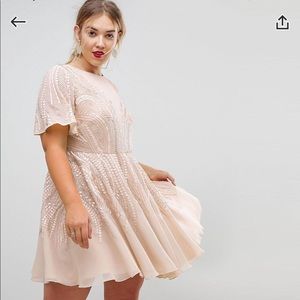 ASOS gold sparkle skater mini dress